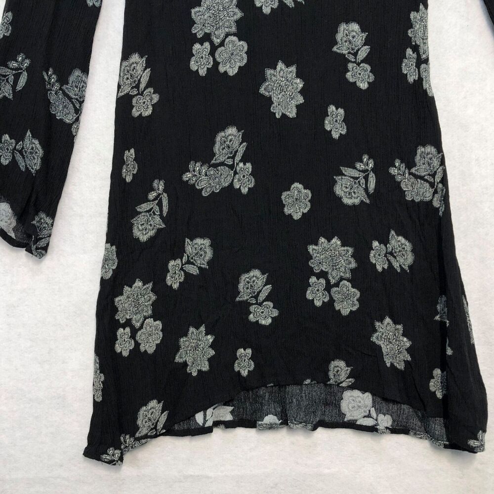 Mossimo Dress Top Women's XS Black Rayon Crinkle Office Casual Long Sleeve - Picture 2 of 7
